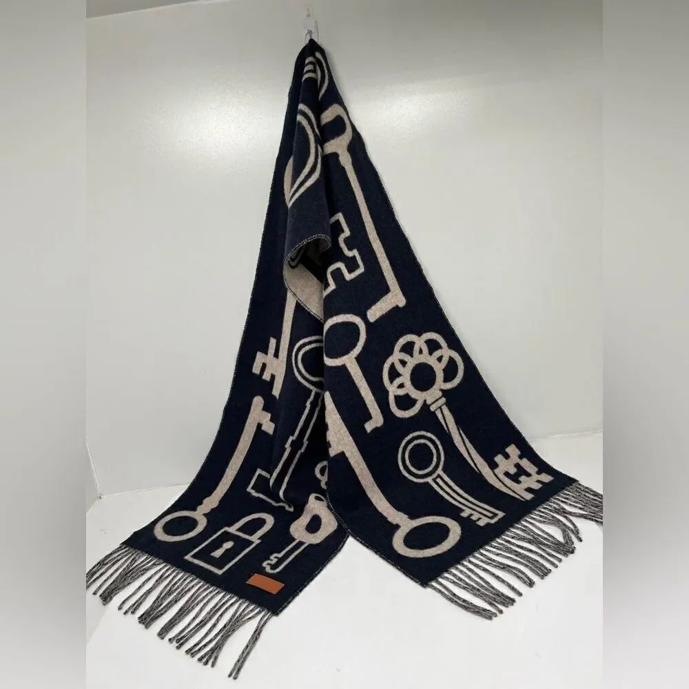 Hermes 100% Cashmere Casaque Muffler Porte-Clefs Scarf UnisexโGifts